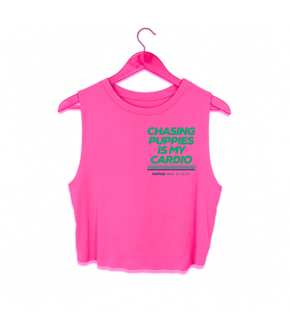Chasing Puppies is My Cardio | Crop Tank | Green Font | Gift for Dog Mom - Puppies Make Me Happy