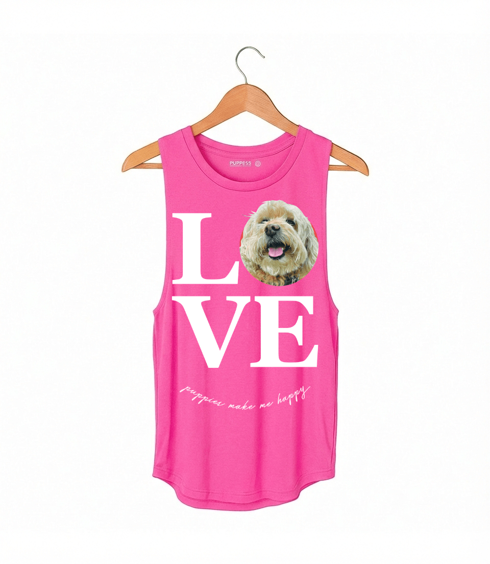 True Love Custom Dog Photo Women's Tank | Personalized "LOVE" Graphic Made in USA - Puppies Make Me Happy