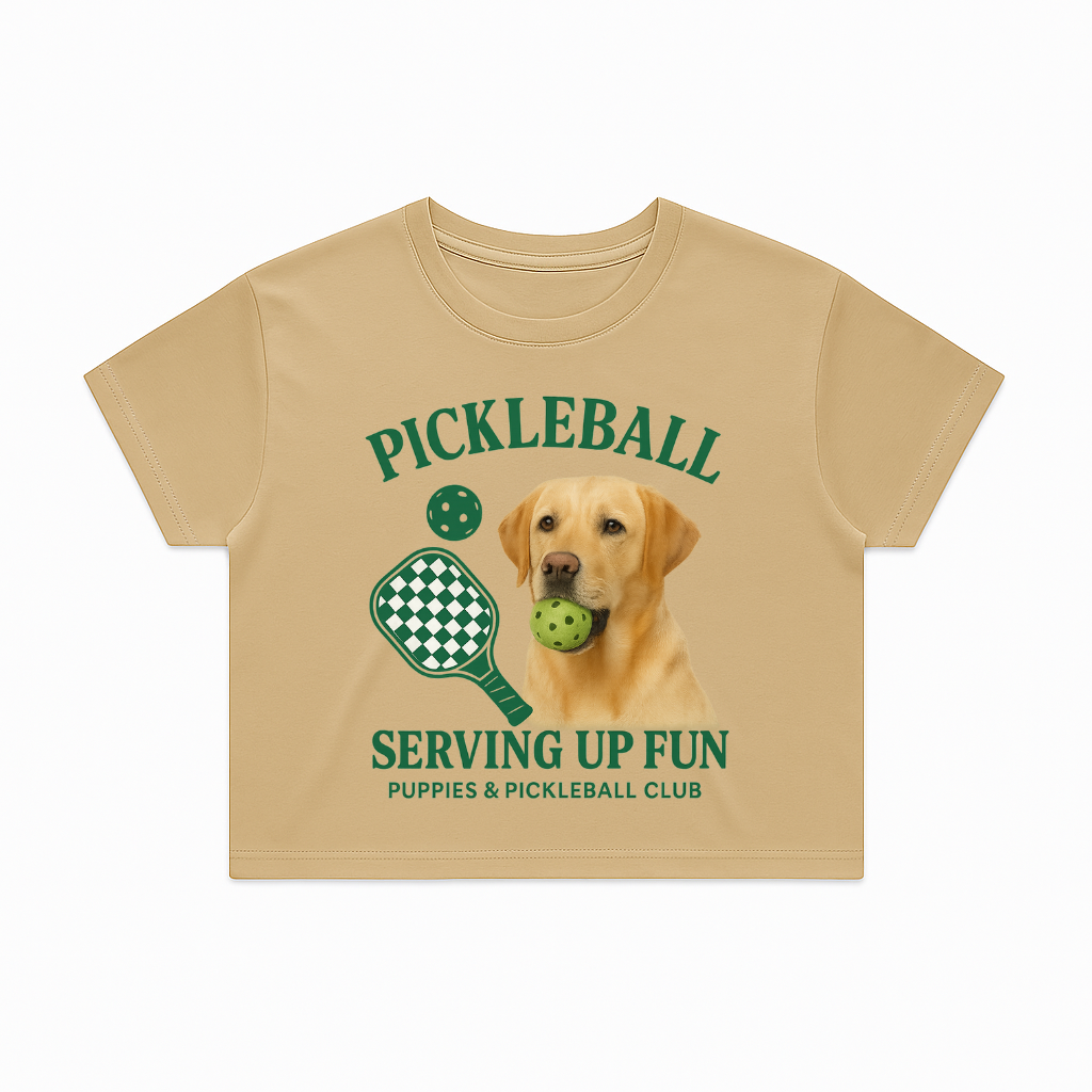 Pickleball Puppies Club | Relaxed Fit Soft Cotton Crop Tee
