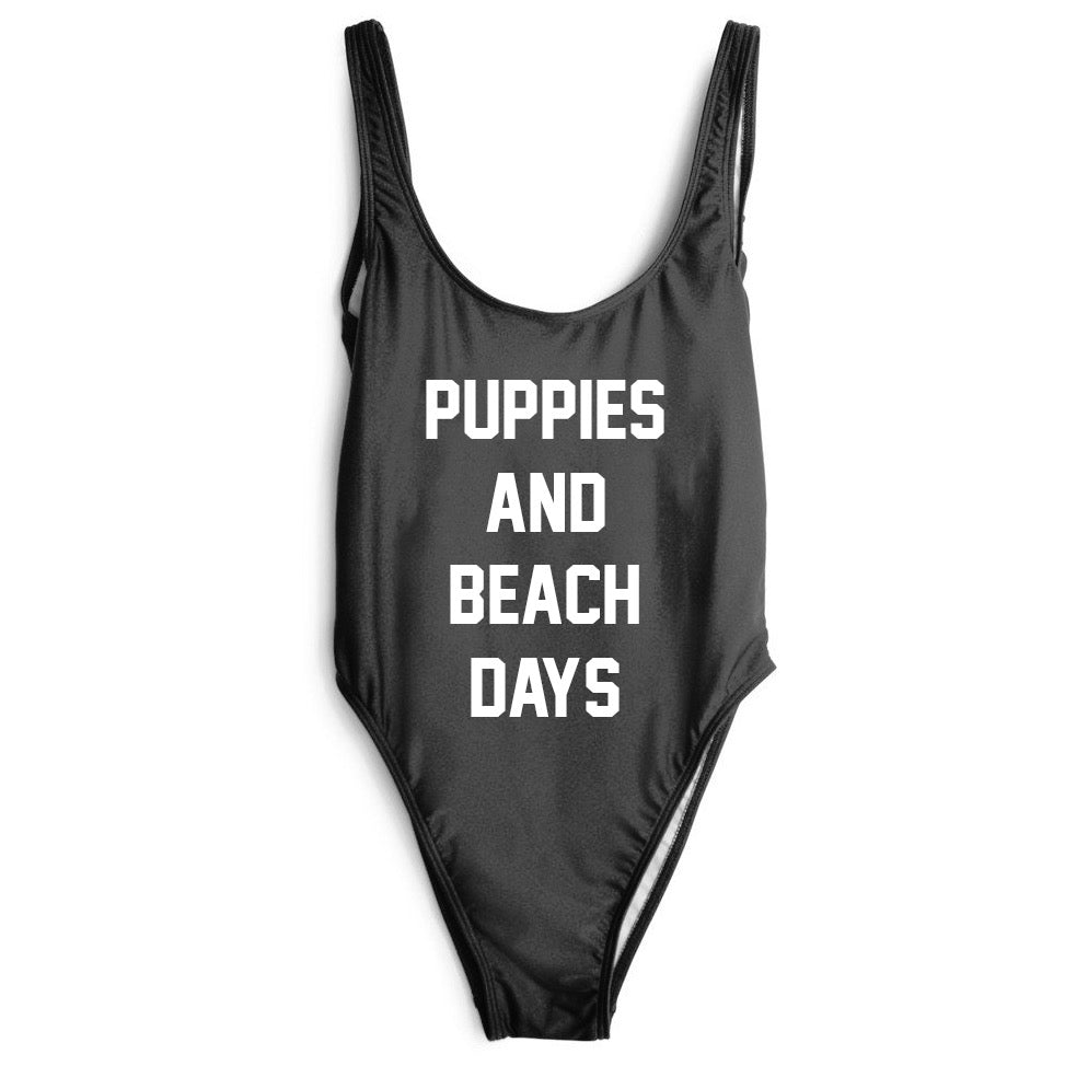 Puppies and Beach Days  | One Piece Swimsuit | For Happy Dog Beach Lovers