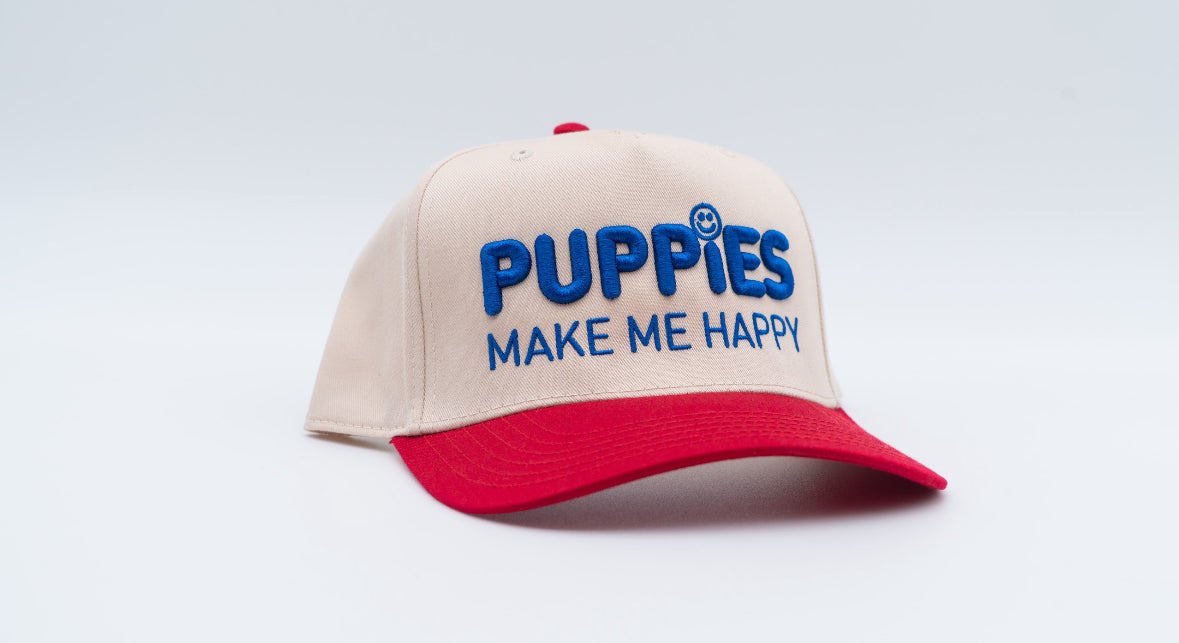 Puppies Happy Warm White Cap Front