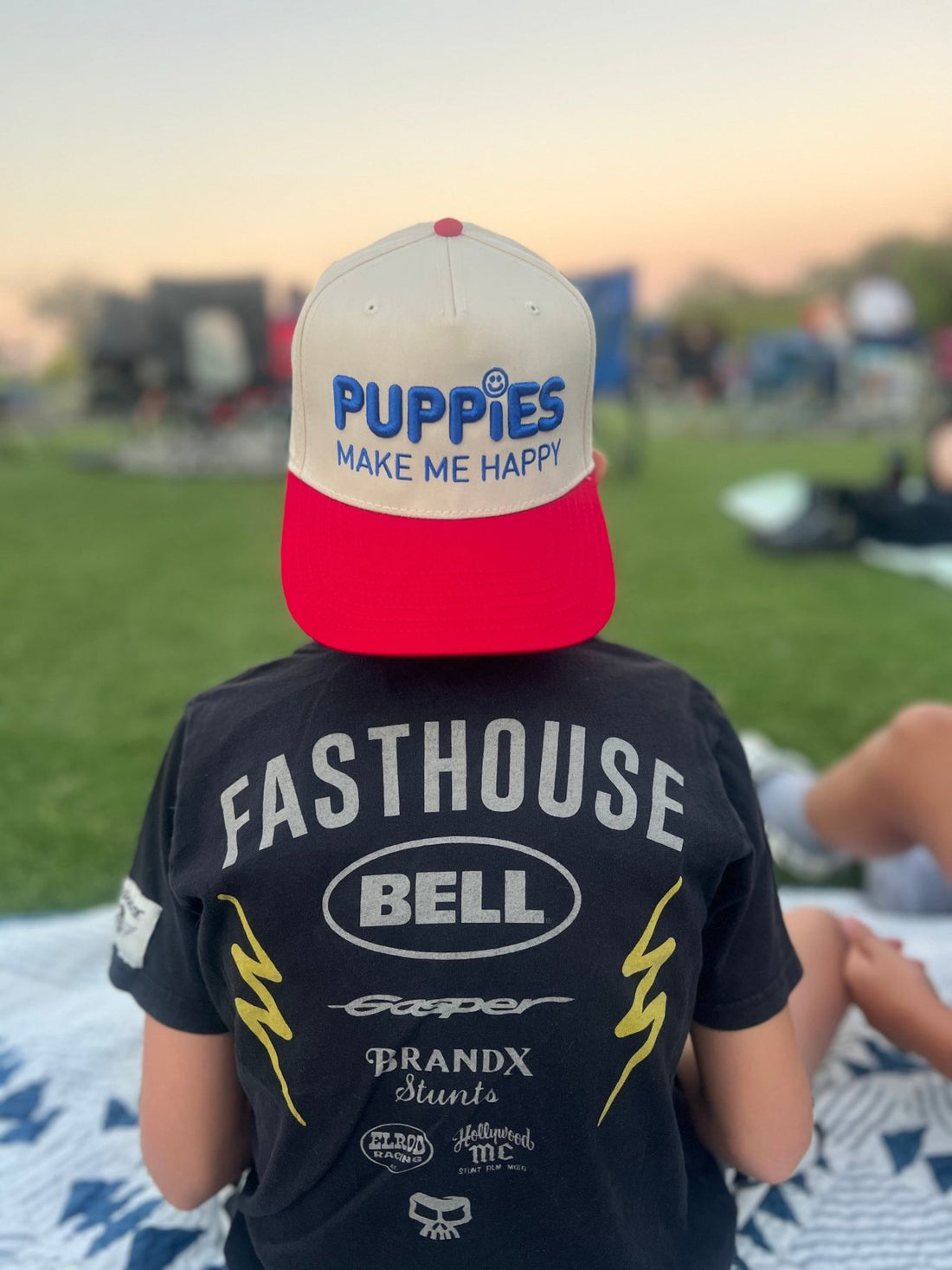 Puppies Make Me Happy Red, White & Blue | 3D Puff Snapback Hat | Gift for Dog Owner - Puppies Make Me Happy