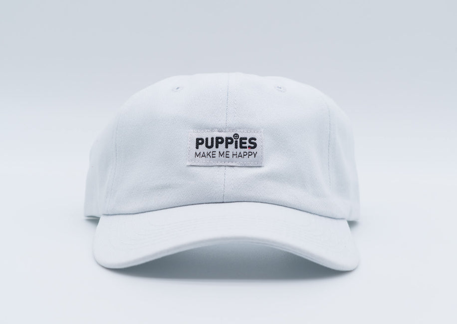 Puppies Make me happy White Cap Front