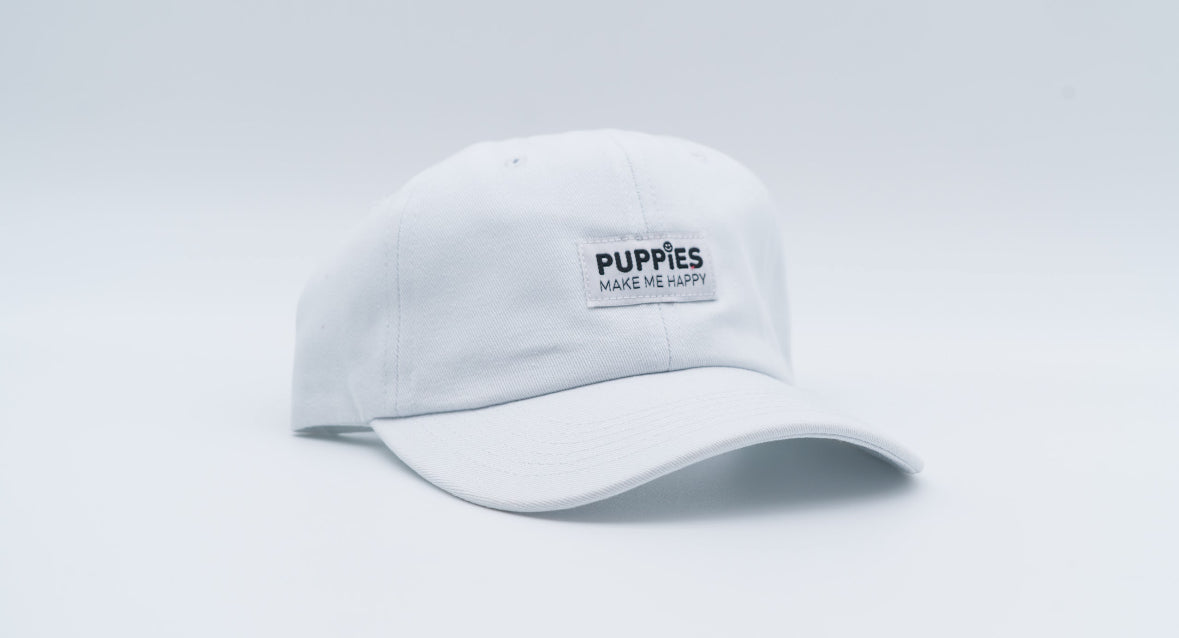Puppies Make me happy White Cap Side