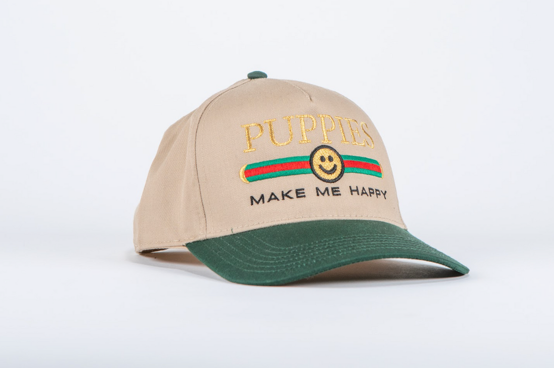 Pup Lux | 5 Panel Hat | Dark Green & Khaki