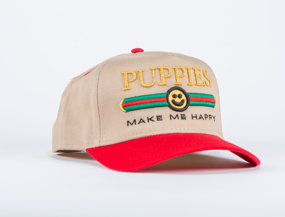 Pup Lux | 5 Panel Hat | Red & Khaki