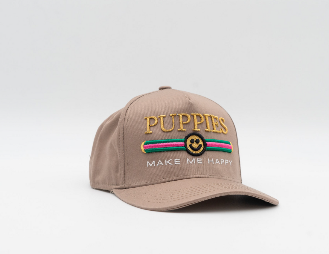 Pink Pup Lux  | 5 Panel Hat | Khaki