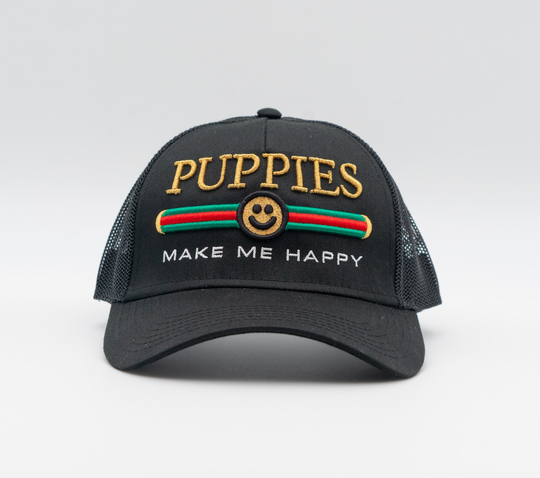 Pup Lux | 5 Panel Hat Mesh Back | Black