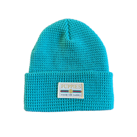 Pup Lux | Cream Label Waffle Beanie - Teal