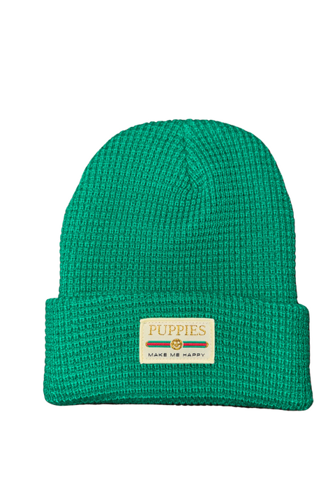 Pup Lux | Cream Label Waffle Green Beanie