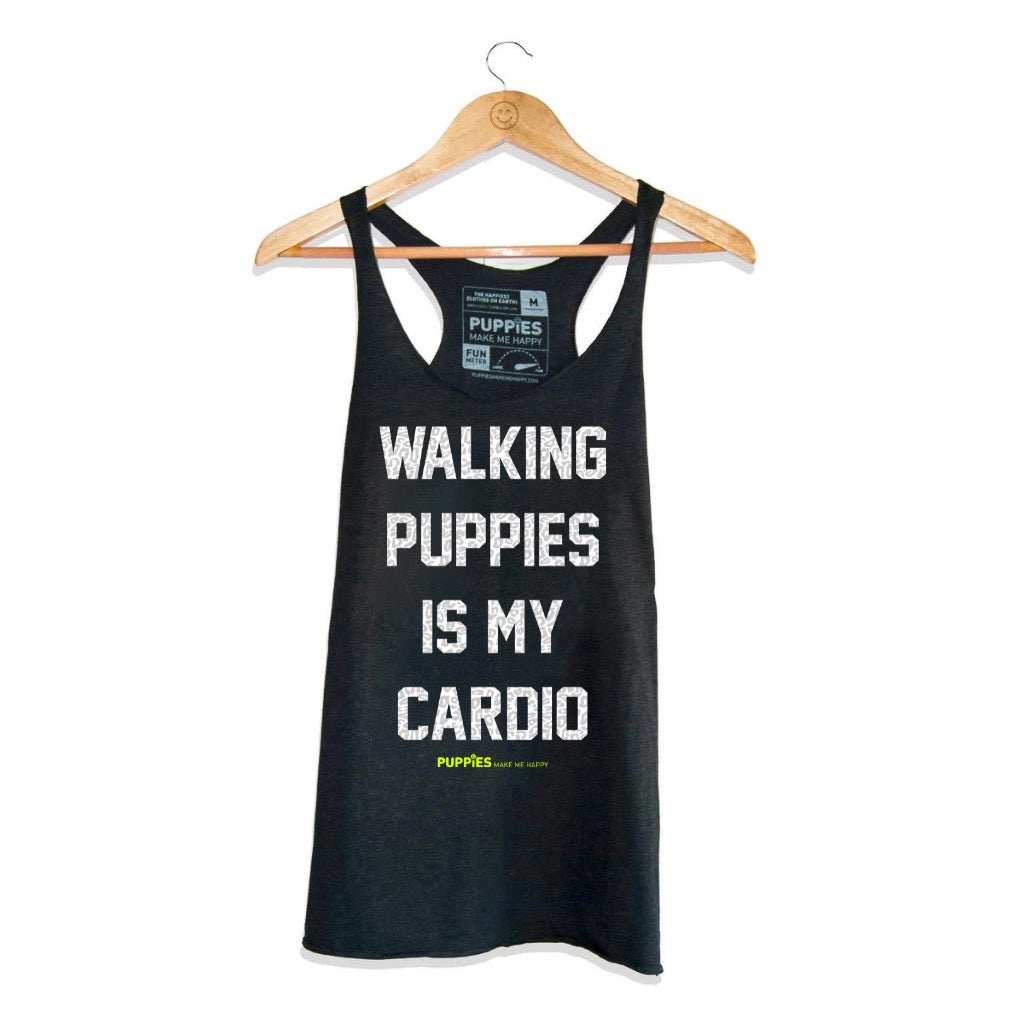 Walking Puppies is Cardio Black Racerback