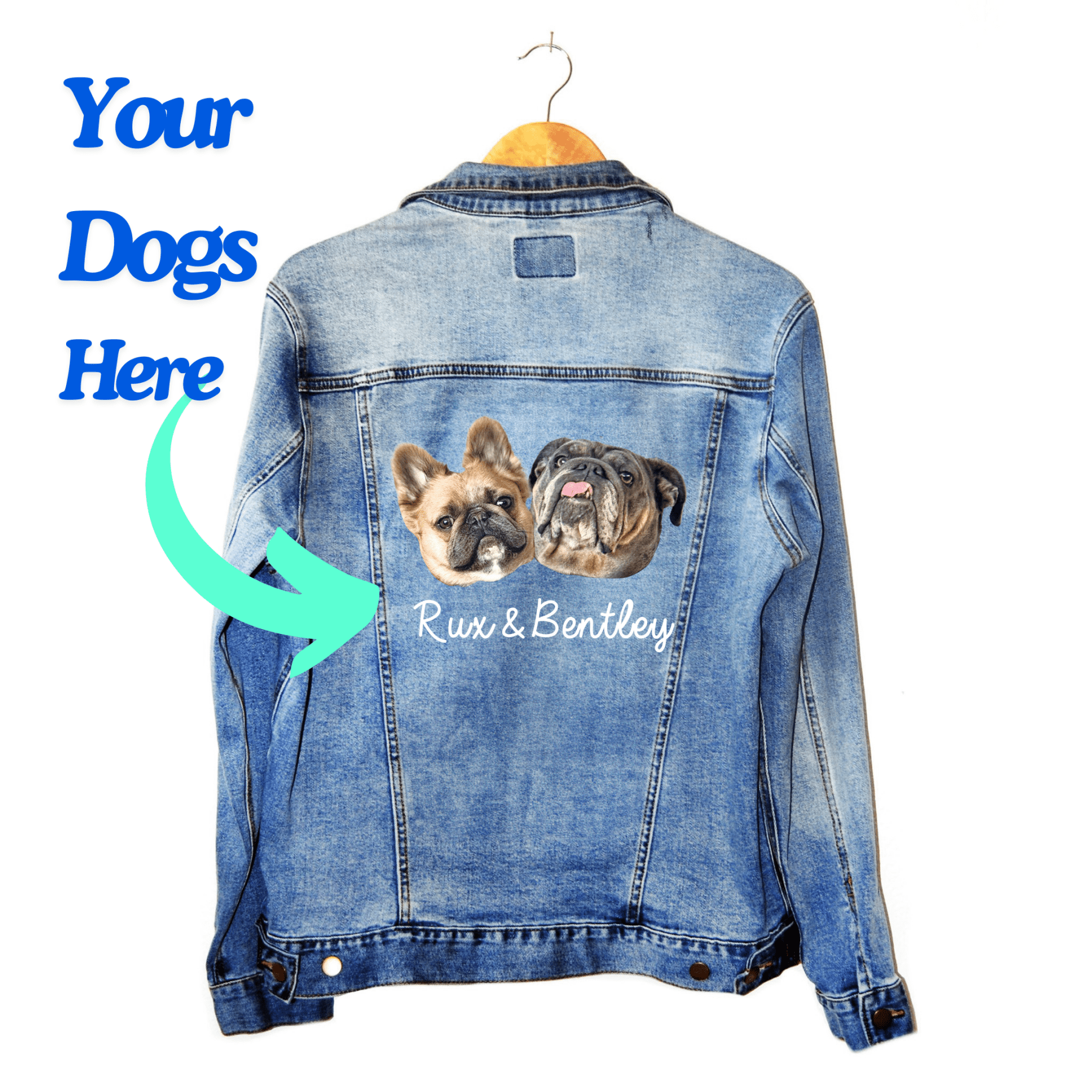 Your Dog Here | Custom Your Dog's Face | Uni - Sex Denim Jean Jacket - Puppies Make Me Happy