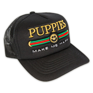 Pup Lux Metallic Gold Puff Embroidery | Trucker Cap | Dog Lover Gift - Puppies Make Me Happy