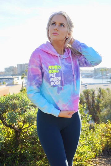 Fitness Goals | Tie - Dye Crop Hoodie - Puppies Make Me Happy