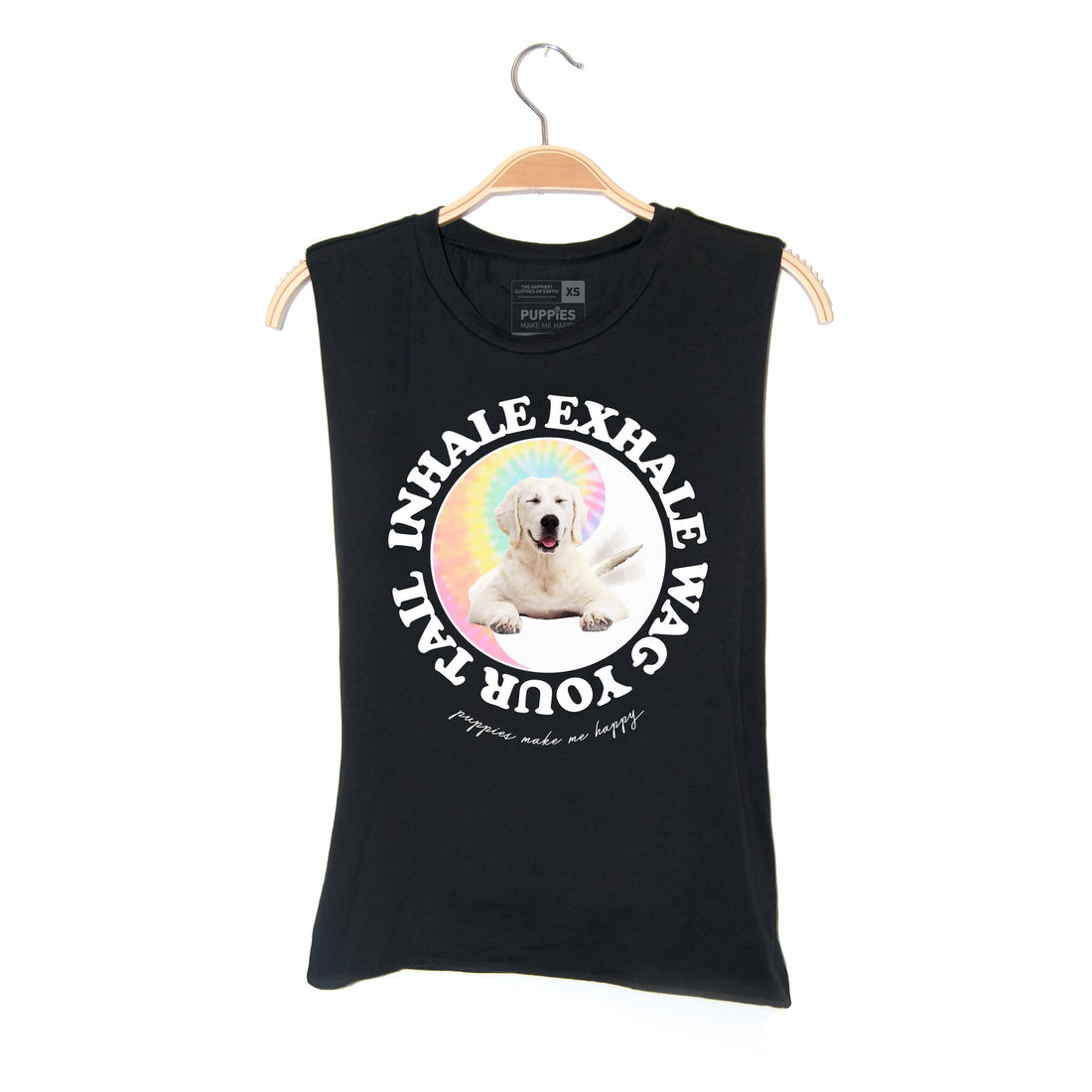 Inhale, Exhale, Wag Your Tail | Soft Cotton Uni-Sex Tank - Puppies Make Me Happy