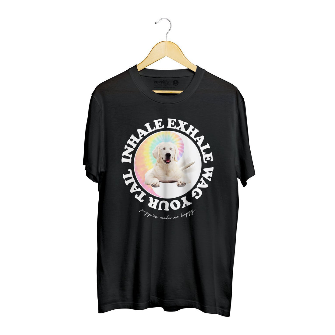 Inhale, Exhale, Wag Your Tail | Soft Cotton Uni-Sex Tee - Puppies Make Me Happy