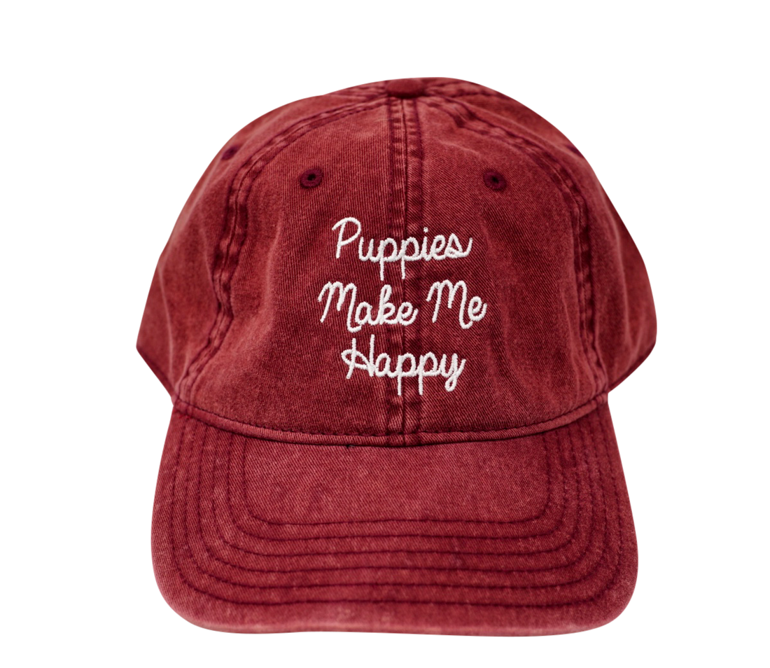 Love Letter | Distressed Strapback Hat - Puppies Make Me Happy