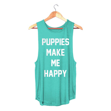 Title Tee - Women's Sleeveless - Puppies Make Me Happy