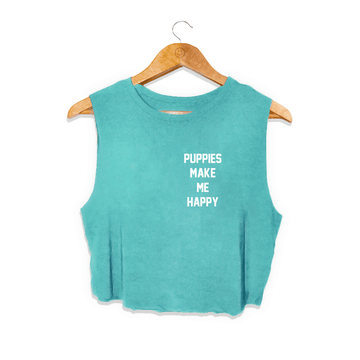Motto Crop Top | Present for Dog Lovers - Puppies Make Me Happy
