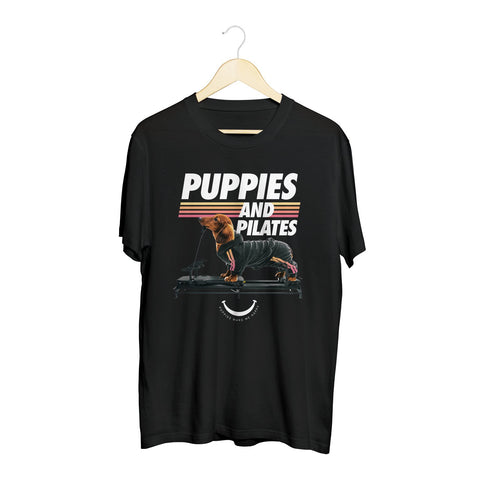 Puppies & Pilates | 20's Recolor - Soft Cotton Uni-Sex  Tee - Puppies Make Me Happy