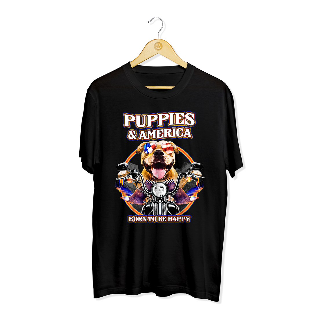 Puppies & America | Uni-Sex Crewneck Tee - Puppies Make Me Happy