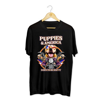 Puppies & America | Uni-Sex Crewneck Tee - Puppies Make Me Happy