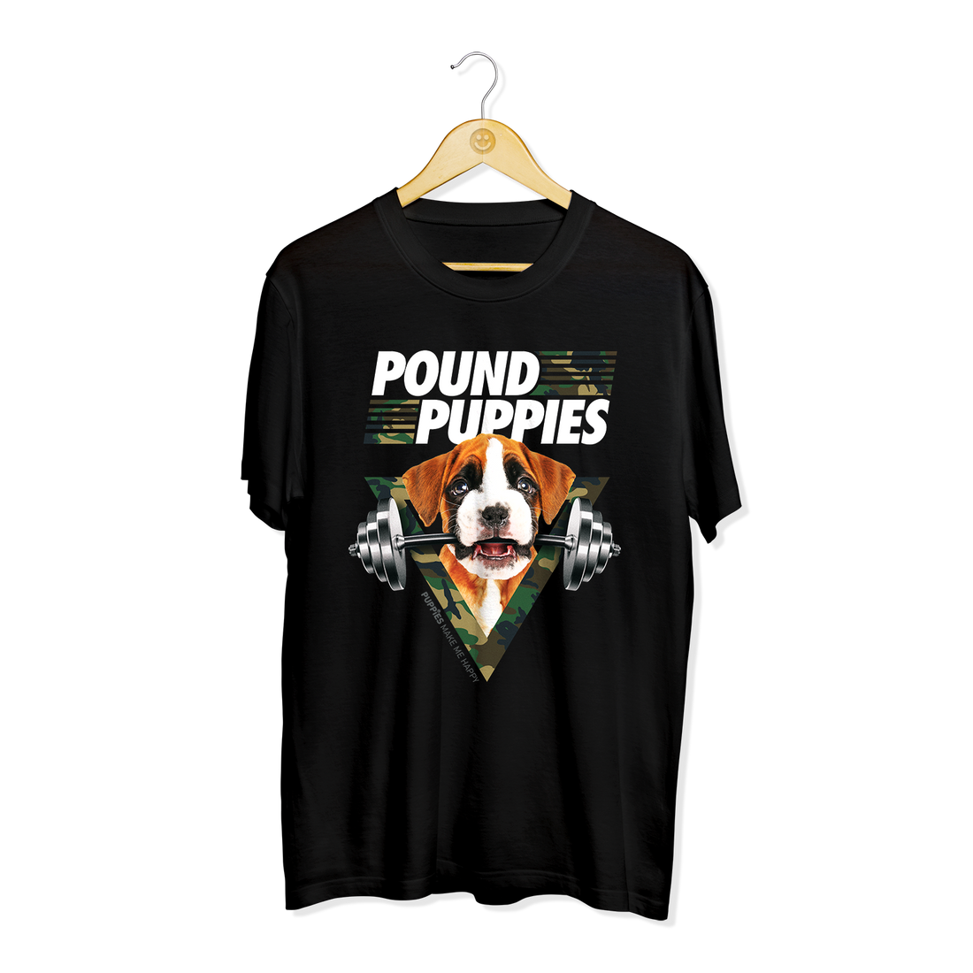 Pound Puppies | Men's Crewneck Tee - Puppies Make Me Happy