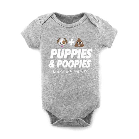 Puppies & Poopies | Heather Baby Onesie - Puppies Make Me Happy
