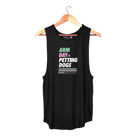 WOMENS BLACK SLEEVELESS WITH ARM DAY PETTING MORE DOGS