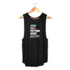 WOMENS BLACK SLEEVELESS TANK WITH ARM DAY PETTING MORE DOGS