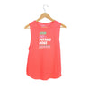 WOMENS CORAL SLEEVELESS TANK WITH ARM DAY PETTING MORE DOGS