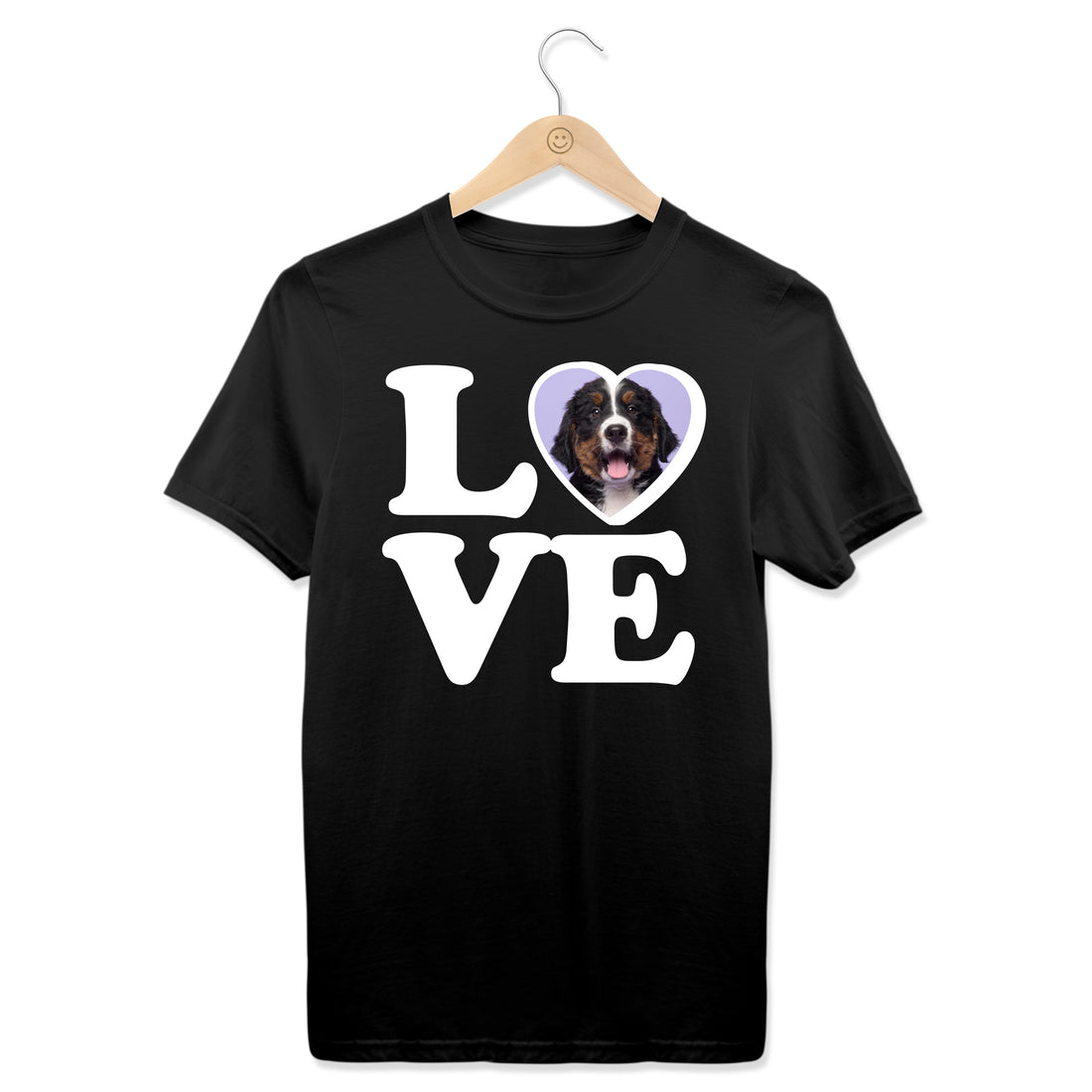 Custom LOVE shirt with pet photo inside heart graphic