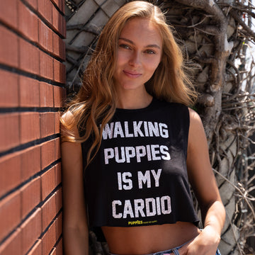 Walking Puppies is My Cardio Leopard Print | Crop Top