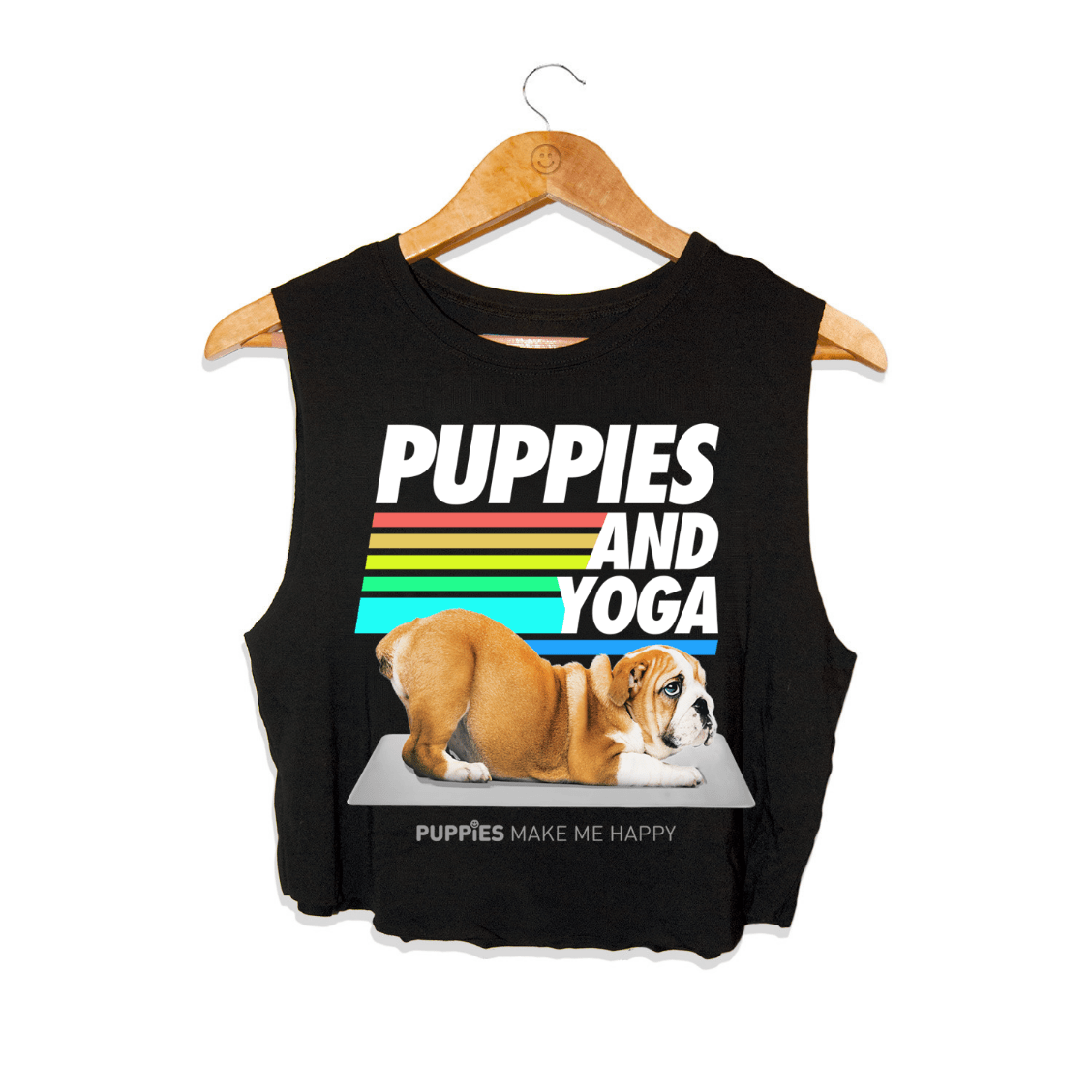 Puppies & Yoga Crop Tank | Yoga Dog Mom Gift | Made in USA