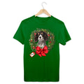 Custom Dog Photo Christmas Wreath T-Shirt | Personalized Elegant Best Holiday Gift - Puppies Make Me Happy
