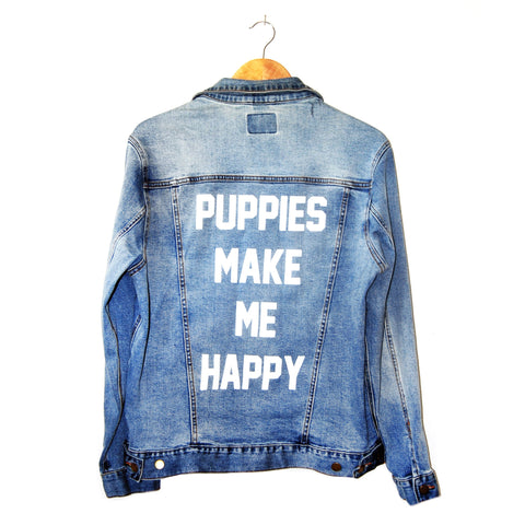 Bad Boy Jacket | Uni-Sex Printed Denim - Puppies Make Me Happy