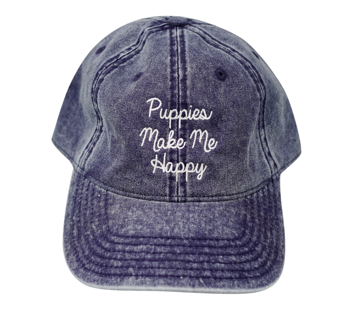 Love Letter | Distressed Strapback Hat - Puppies Make Me Happy