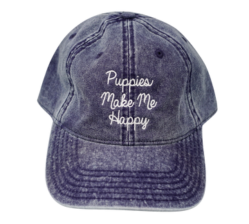 Love Letter | Distressed Strapback Hat - Puppies Make Me Happy