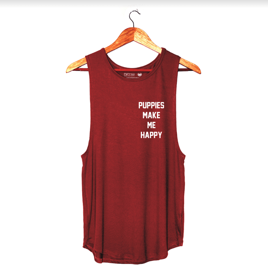 Puppies Make Me Happy Sleeveless Top | Gift for Dog Lovers - Puppies Make Me Happy