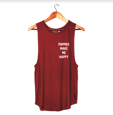 Puppies Make Me Happy Sleeveless Top | Gift for Dog Lovers - Puppies Make Me Happy