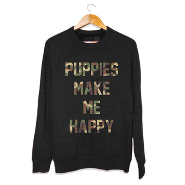 Camo Title | Crewneck Sweatshirt - Puppies Make Me Happy