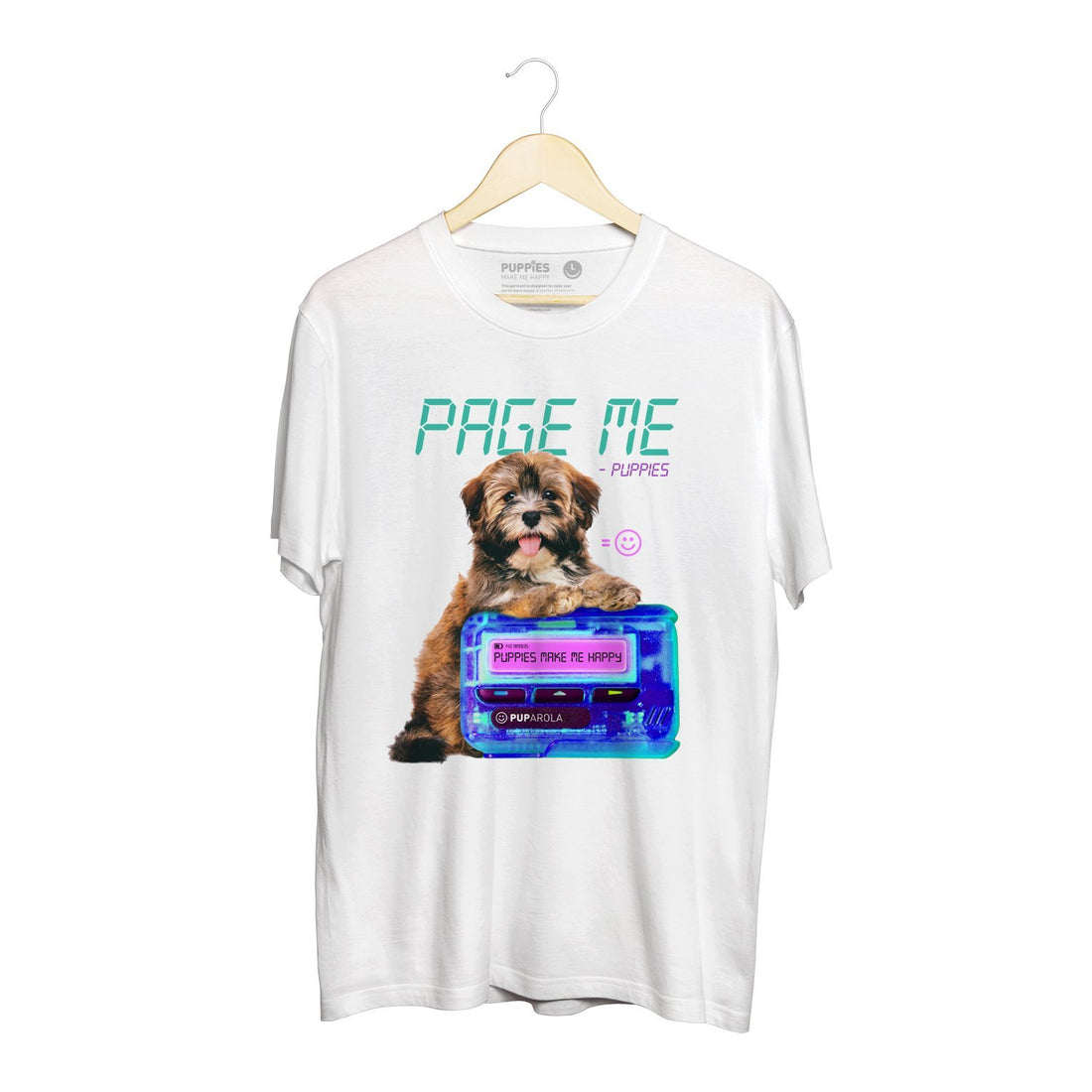 Page Me | Soft Cotton Uni-Sex  Tee - Puppies Make Me Happy