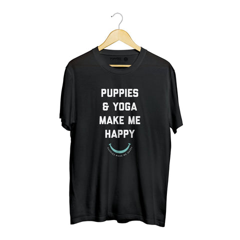 Puppies & Yoga Title | Soft Cotton Uni-Sex  Tee - Puppies Make Me Happy