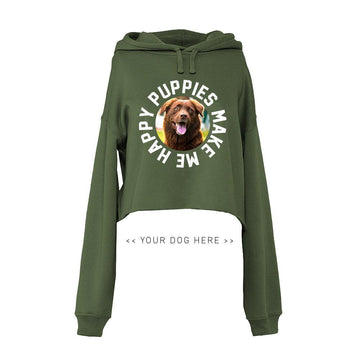 Your Dog Here - Smiley - Crop Top Hoodie - Puppies Make Me Happy