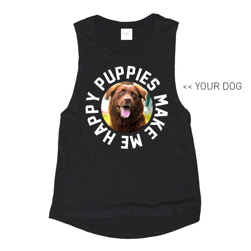 Your Dog Here | Personalized Smiley Muscle Tank | Gift for Dog Lovers - Puppies Make Me Happy