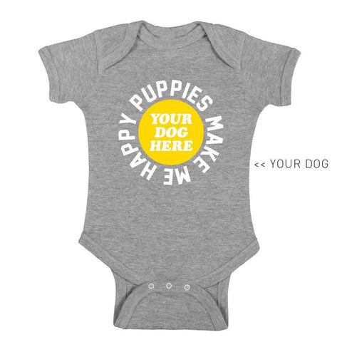 Your Dog Here - Smiley - Kid Onesie - Puppies Make Me Happy