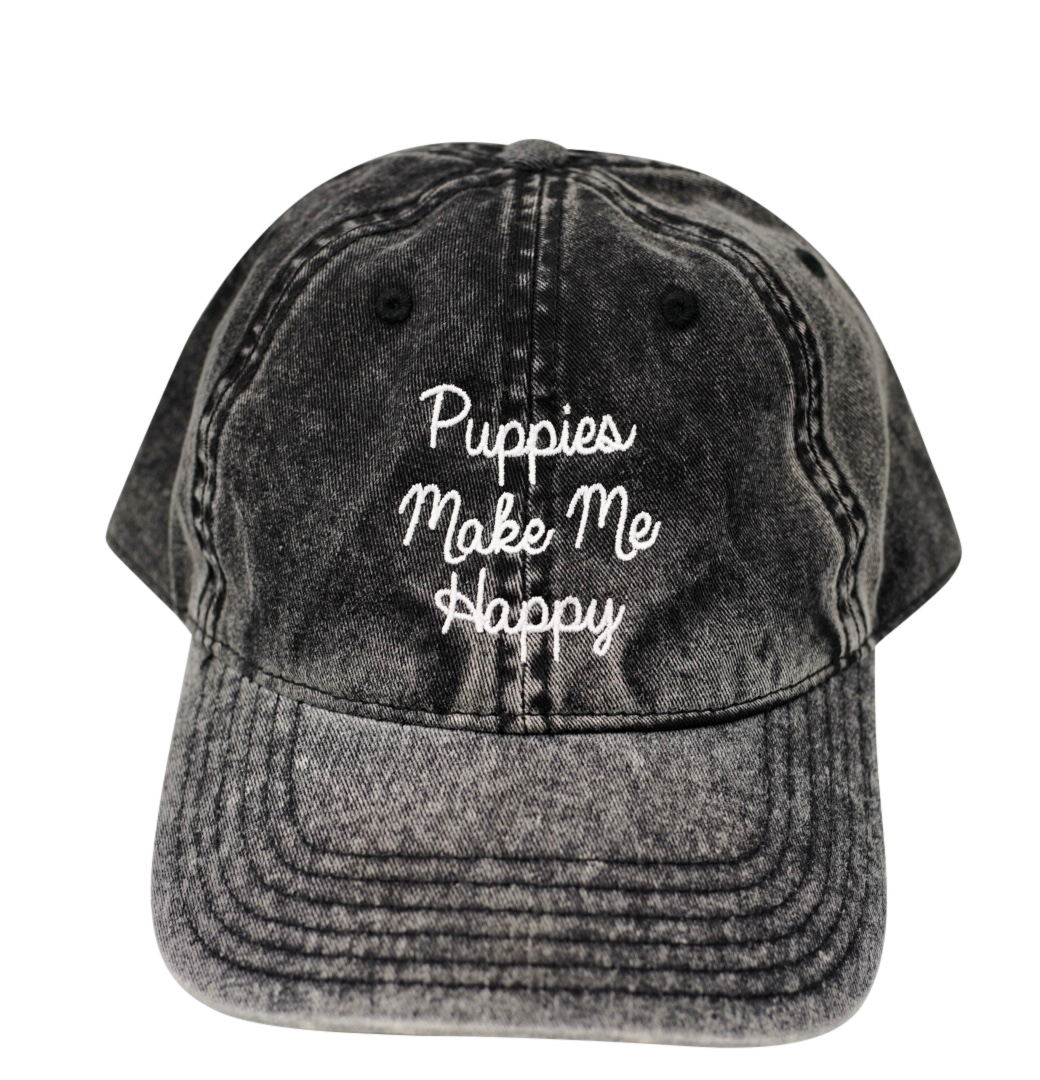 Love Letter | Distressed Strapback Hat - Puppies Make Me Happy