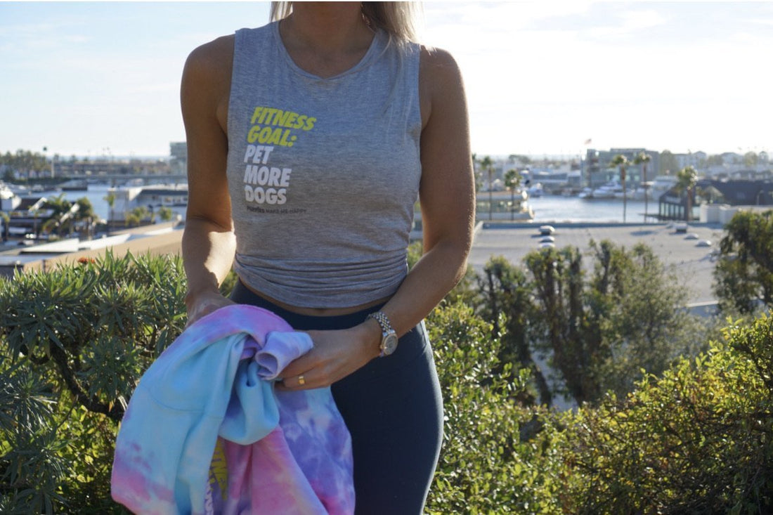 Fitness Goal | Dog Lover Sleeveless Tank | Gift for Dog Moms - Puppies Make Me Happy
