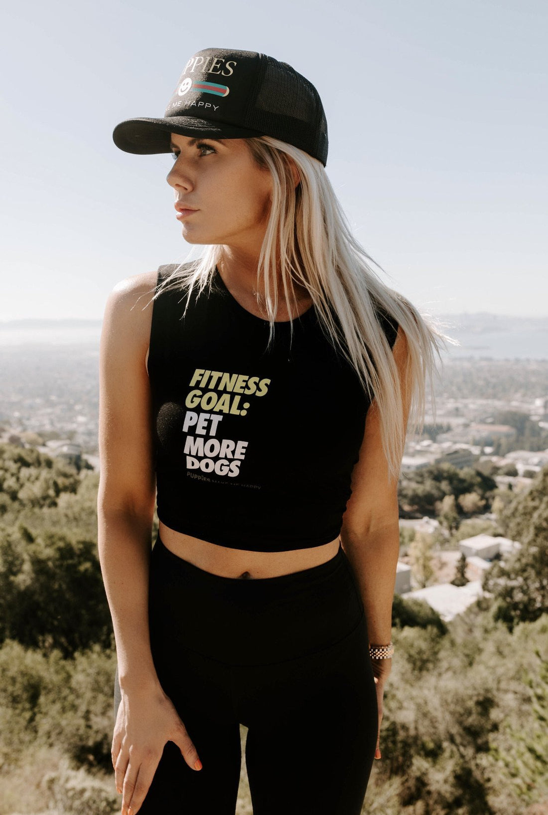 Fitness Goals | Crop Top - Puppies Make Me Happy