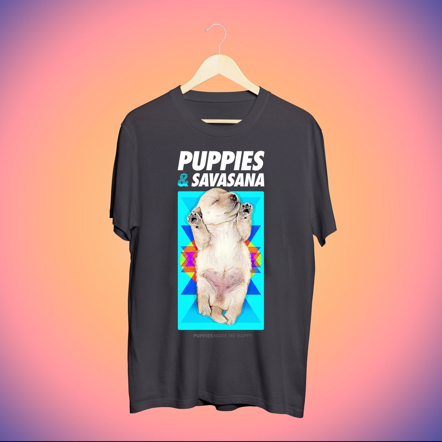 Savasana | Uni-Sex Crewneck Tee - Puppies Make Me Happy